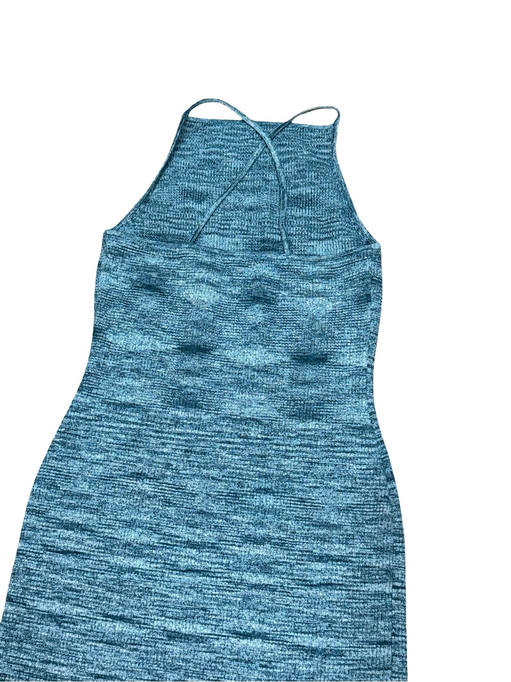 ✨ Banana Republic Sea Teal Space Dye Midi Sweater Dress Strappy Back Tank Size S - Picture 13 of 14